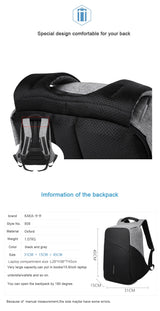 KAKA 2019 Fashion USB Charging Anti theft Backpack